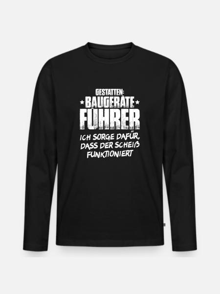 Baugeräteführer Kranführer Baggerfahrer Baugeräte - Männer Premium Bio Langarmshirt - Schwarz
