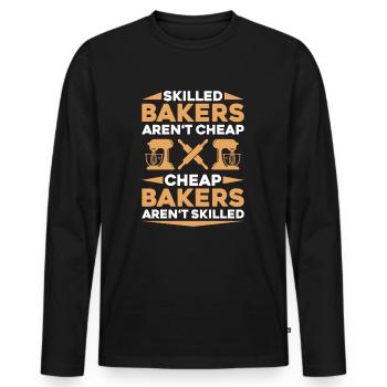 Baker Baking Baker Bakery Baking - Men's Premium Organic Long Sleeve Shirt - black - Front - Nico (187cm)