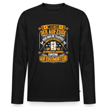 Elevator Fitter Elevator Mechanic Elevator Mechanic - Men's Premium Organic Long Sleeve Shirt - black - Front - Nico (187cm)
