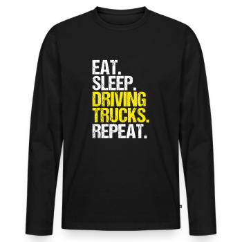 Chauffeur de camion Chauffeur de camion Chauffeur professionnel Camionneur - T-shirt manches longues Premium bio Homme - noir - Devant - Nico (187cm)