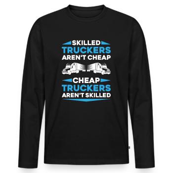 Chauffeur de camion Chauffeur de camion Chauffeur professionnel Camionneur - T-shirt manches longues Premium bio Homme - noir - Devant - Nico (187cm)