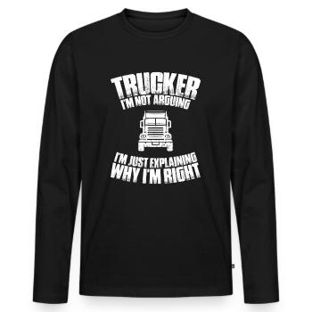 Chauffeur de camion Chauffeur de camion Chauffeur professionnel Camionneur - T-shirt manches longues Premium bio Homme - noir - Devant - Nico (187cm)