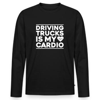 Chauffeur de camion Chauffeur de camion Chauffeur professionnel Camionneur - T-shirt manches longues Premium bio Homme - noir - Devant - Nico (187cm)