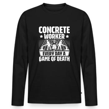 Constructeur de béton Constructeur de béton armé Travailleur du béton - T-shirt manches longues Premium bio Homme - noir - Devant - Nico (187cm)