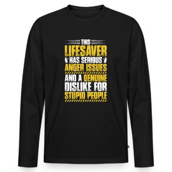 Sauveteur sauvetage aquatique sauveteur - T-shirt manches longues Premium bio Homme - noir - Devant - Nico (187cm)