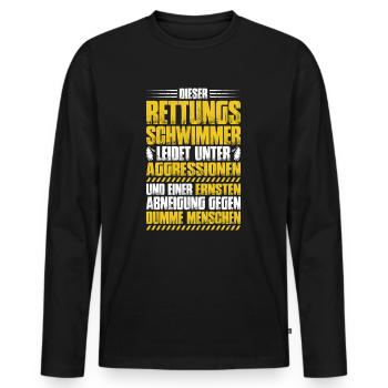Rettungsschwimmer Wasserrettung Lifesaver - Männer Premium Bio Langarmshirt - Schwarz - Vorne - Nico (187cm)