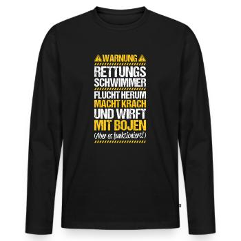Rettungsschwimmer Wasserrettung Lifesaver - Männer Premium Bio Langarmshirt - Schwarz - Vorne - Nico (187cm)
