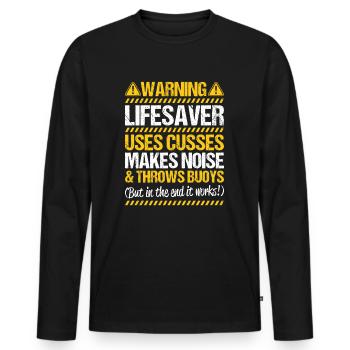 Rettungsschwimmer Wasserrettung Lifesaver - Männer Premium Bio Langarmshirt - Schwarz - Vorne - Nico (187cm)
