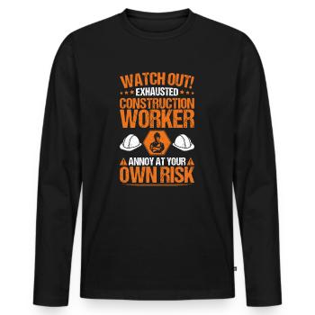 Bauarbeiter Baustelle Bauhandwerk Bauberuf Maurer - Männer Premium Bio Langarmshirt - Schwarz - Vorne - Nico (187cm)