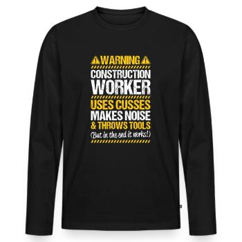 Construction worker Construction construction trade Construction profession Mason - Men's Premium Organic Long Sleeve Shirt - black - Front - Nico (187cm)