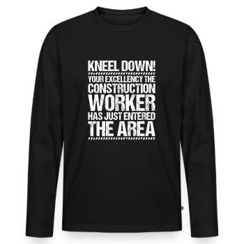 Ouvrier de la construction Métier de la construction Profession de la construction Maçon - T-shirt manches longues Premium bio Homme - noir - Devant - Nico (187cm)
