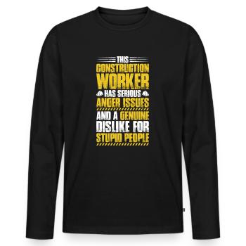 Bauarbeiter Baustelle Bauhandwerk Bauberuf Maurer - Männer Premium Bio Langarmshirt - Schwarz - Vorne - Nico (187cm)