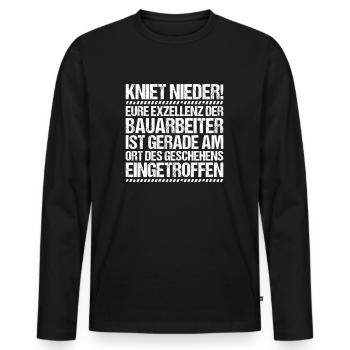 Bauarbeiter Baustelle Bauhandwerk Bauberuf Maurer - Männer Premium Bio Langarmshirt - Schwarz - Vorne - Nico (187cm)