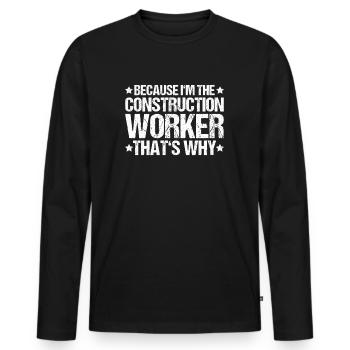 Construction worker Construction construction trade Construction profession Mason - Men's Premium Organic Long Sleeve Shirt - black - Front - Nico (187cm)