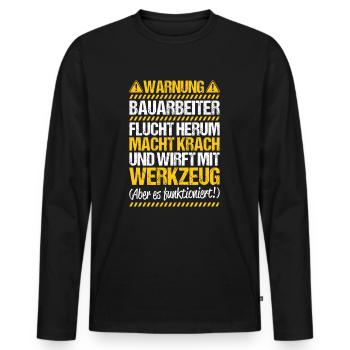Bauarbeiter Baustelle Bauhandwerk Bauberuf Maurer - Männer Premium Bio Langarmshirt - Schwarz - Vorne - Nico (187cm)