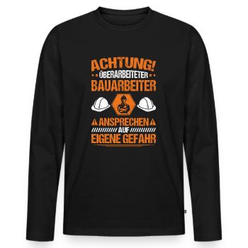 Bauarbeiter Baustelle Bauhandwerk Bauberuf Maurer - Männer Premium Bio Langarmshirt - Schwarz - Vorne - Nico (187cm)