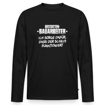 Bauarbeiter Baustelle Bauhandwerk Bauberuf Maurer - Männer Premium Bio Langarmshirt - Schwarz - Vorne - Nico (187cm)