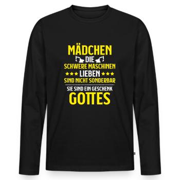 Baugeräteführer Kranführer Baggerfahrer Baugeräte - Männer Premium Bio Langarmshirt - Schwarz - Vorne - Nico (187cm)