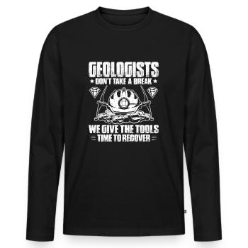 Géologue Géologue Géologue Géologie Géologine - T-shirt manches longues Premium bio Homme - noir - Devant - Nico (187cm)