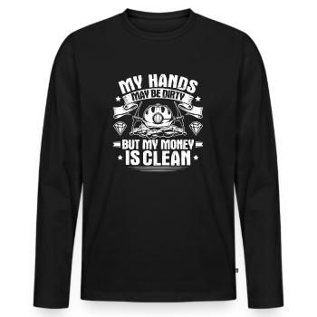 Géologue Géologue Géologue Géologie Géologine - T-shirt manches longues Premium bio Homme - noir - Devant - Nico (187cm)