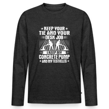 Concrete builder Reinforced concrete builder Concrete Worker - Men's Premium Organic Long Sleeve Shirt - heather anthracite - Front - Nico (187cm)