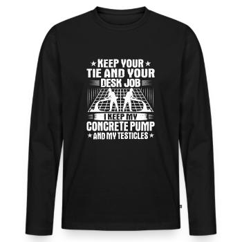 Constructeur de béton Constructeur de béton armé Travailleur du béton - T-shirt manches longues Premium bio Homme - noir - Devant - Nico (187cm)