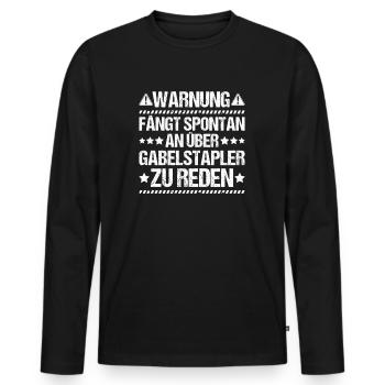 Conducteur de chariot élévateur Opérateur de chariot élévateur - T-shirt manches longues Premium bio Homme - noir - Devant - Nico (187cm)