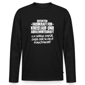 Fachkraft für Kreislauf- und Abfallwirtschaft - Männer Premium Bio Langarmshirt - Schwarz - Vorne - Nico (187cm)