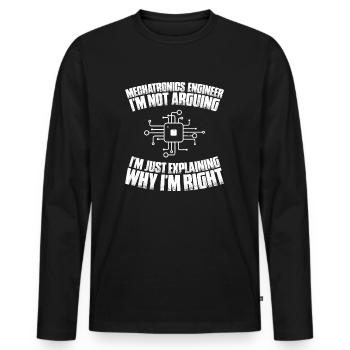 Mécatronicien Ingénieur Mécatronique - T-shirt manches longues Premium bio Homme - noir - Devant - Nico (187cm)
