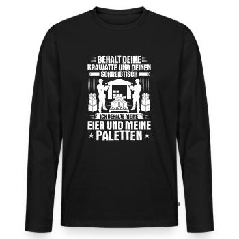 Fachkraft für Lagerlogistik Warehouse Worker Lager - Männer Premium Bio Langarmshirt - Schwarz - Vorne - Nico (187cm)