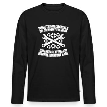 Industriemechaniker Industrial Mechanic - Männer Premium Bio Langarmshirt - Schwarz - Vorne - Nico (187cm)