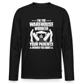 Fachkraft für Lagerlogistik Warehouse Worker Lager - Männer Premium Bio Langarmshirt - Schwarz - Vorne - Nico (187cm)