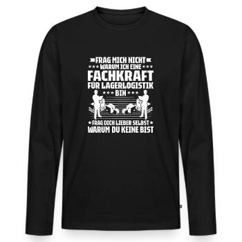 Fachkraft für Lagerlogistik Warehouse Worker Lager - Männer Premium Bio Langarmshirt - Schwarz - Vorne - Nico (187cm)