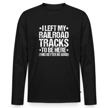 Gleisbauer Schienenarbeiter Gleisbau Track Laborer - T-shirt manches longues Premium bio Homme - noir - Devant - Nico (187cm)