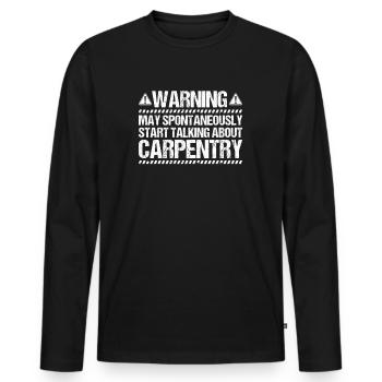 Zimmerer Zimmermann Zimmerei Carpenter Carpentry - Männer Premium Bio Langarmshirt - Schwarz - Vorne - Nico (187cm)