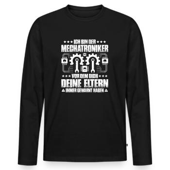 Mechatroniker Mechatronik Mechatronics Engineer - Männer Premium Bio Langarmshirt - Schwarz - Vorne - Nico (187cm)