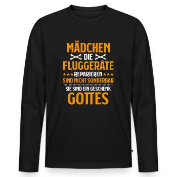 Fluggerätmechaniker Aircraft Mechanic - Männer Premium Bio Langarmshirt - Schwarz - Vorne - Nico (187cm)