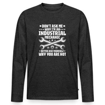 Industriemechaniker Mécanicien Industriel - T-shirt manches longues Premium bio Homme - anthracite chiné - Devant - Nico (187cm)