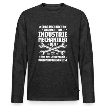Industriemechaniker Mécanicien Industriel - T-shirt manches longues Premium bio Homme - anthracite chiné - Devant - Nico (187cm)