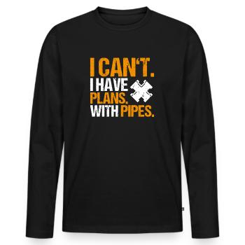 Constructeur de pipelines Construction de pipelines Pipelayer - T-shirt manches longues Premium bio Homme - noir - Devant - Nico (187cm)
