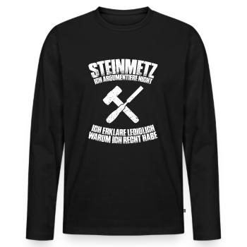 Steinmetz Steinbildhauer Stonemason Stone Mason - Männer Premium Bio Langarmshirt - Schwarz - Vorne - Nico (187cm)