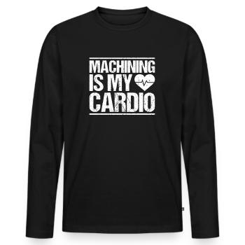 Opérateur de machine de découpe Turner Milling fraiseur Machiniste CNC - T-shirt manches longues Premium bio Homme - noir - Devant - Nico (187cm)