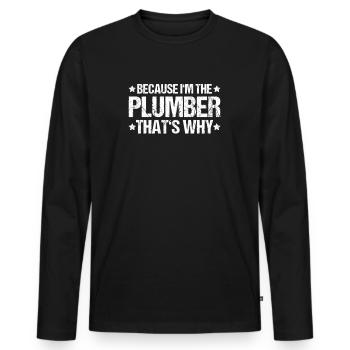 Usine mécanicien plombier plombier chauffage sanitaire - T-shirt manches longues Premium bio Homme - noir - Devant - Nico (187cm)