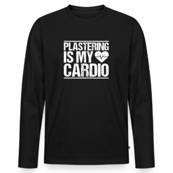 Stuckateur Plasterer Stukkateur Gipser Verputzer - Men's Premium Organic Long Sleeve Shirt - black - Front - Nico (187cm)