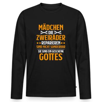 Zweiradmechatroniker Motorrad Motorcycle Mechanic - Männer Premium Bio Langarmshirt - Schwarz - Vorne - Nico (187cm)
