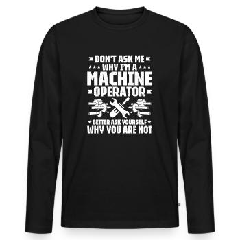 Opérateurs de machines et d’installations Opérateurs de machines - T-shirt manches longues Premium bio Homme - noir - Devant - Nico (187cm)