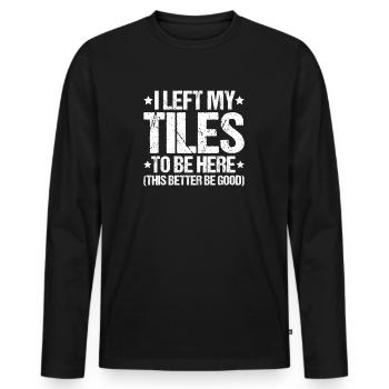 Carreleur Carrelage Mosaïque Couche Carrelage de sol - T-shirt manches longues Premium bio Homme - noir - Devant - Nico (187cm)