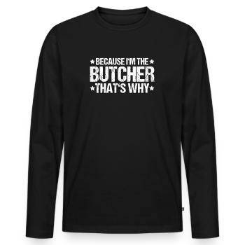Boucher boucher boucher - T-shirt manches longues Premium bio Homme - noir - Devant - Nico (187cm)