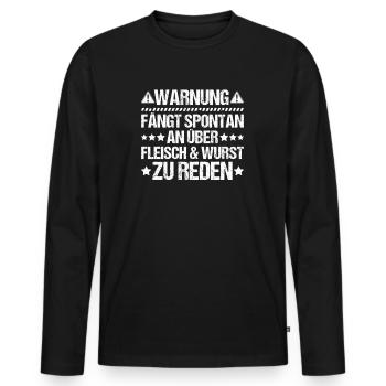 Fleischer Metzger Fleischerei Metzgerei Butcher - Männer Premium Bio Langarmshirt - Schwarz - Vorne - Nico (187cm)