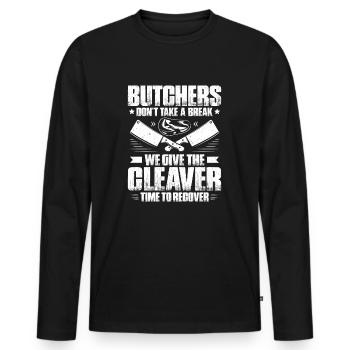 Boucherie boucherie boucherie boucherie boucherie - T-shirt manches longues Premium bio Homme - noir - Devant - Nico (187cm)